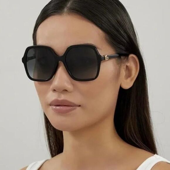 NEW GUCCI GG1072S 001 Black Gray Gradient Square Women Sunglasses - Picture 1 of 12